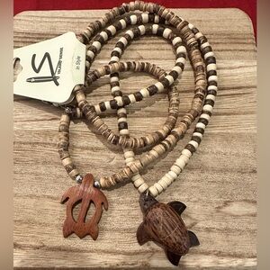 Island‎ Sense Maui Sea Turtle Wood Beaded Necklace